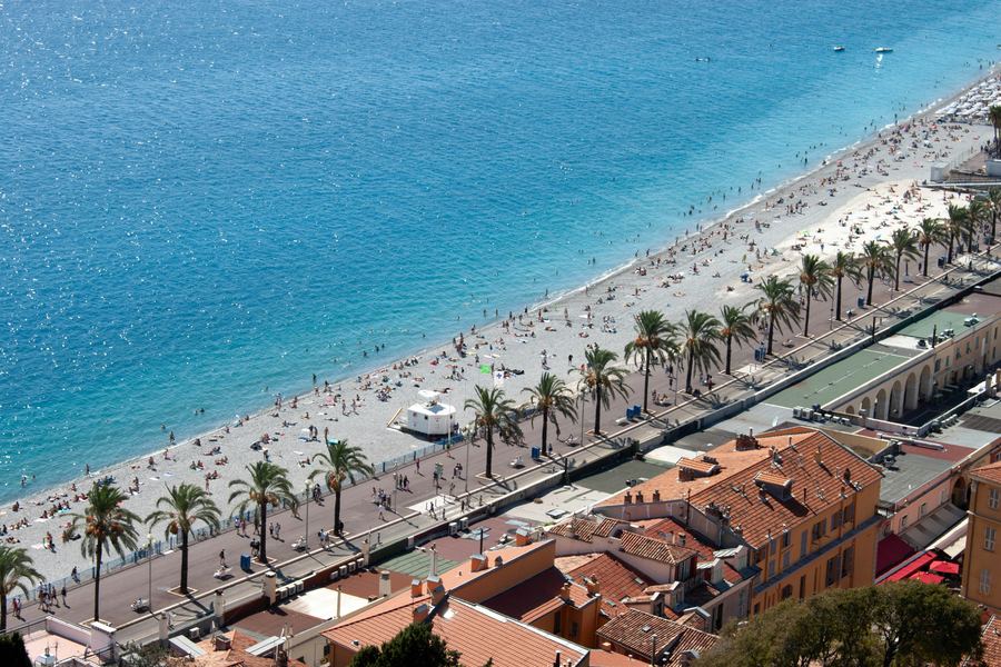 Aerial view of the Promenade des Anglais, Nice