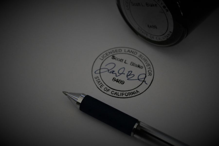 Licensed land surveyor stamp, California